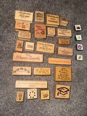 Rubber Stamp Lot 25+Mixed Vintage Floral Script Craft Card, Making